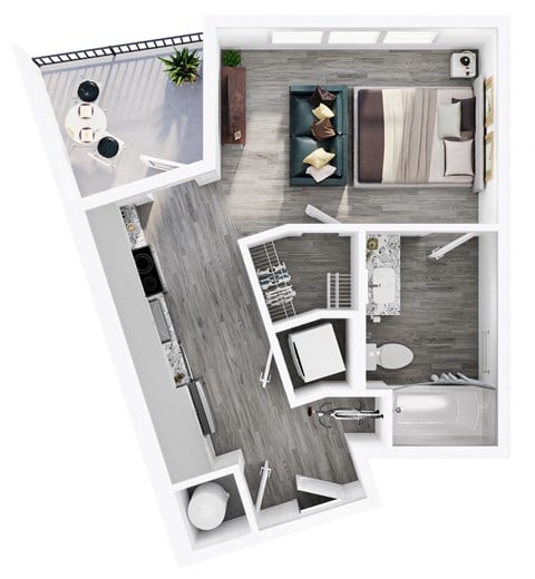 Floor plan for studio, 1 bath, 405 sqft
